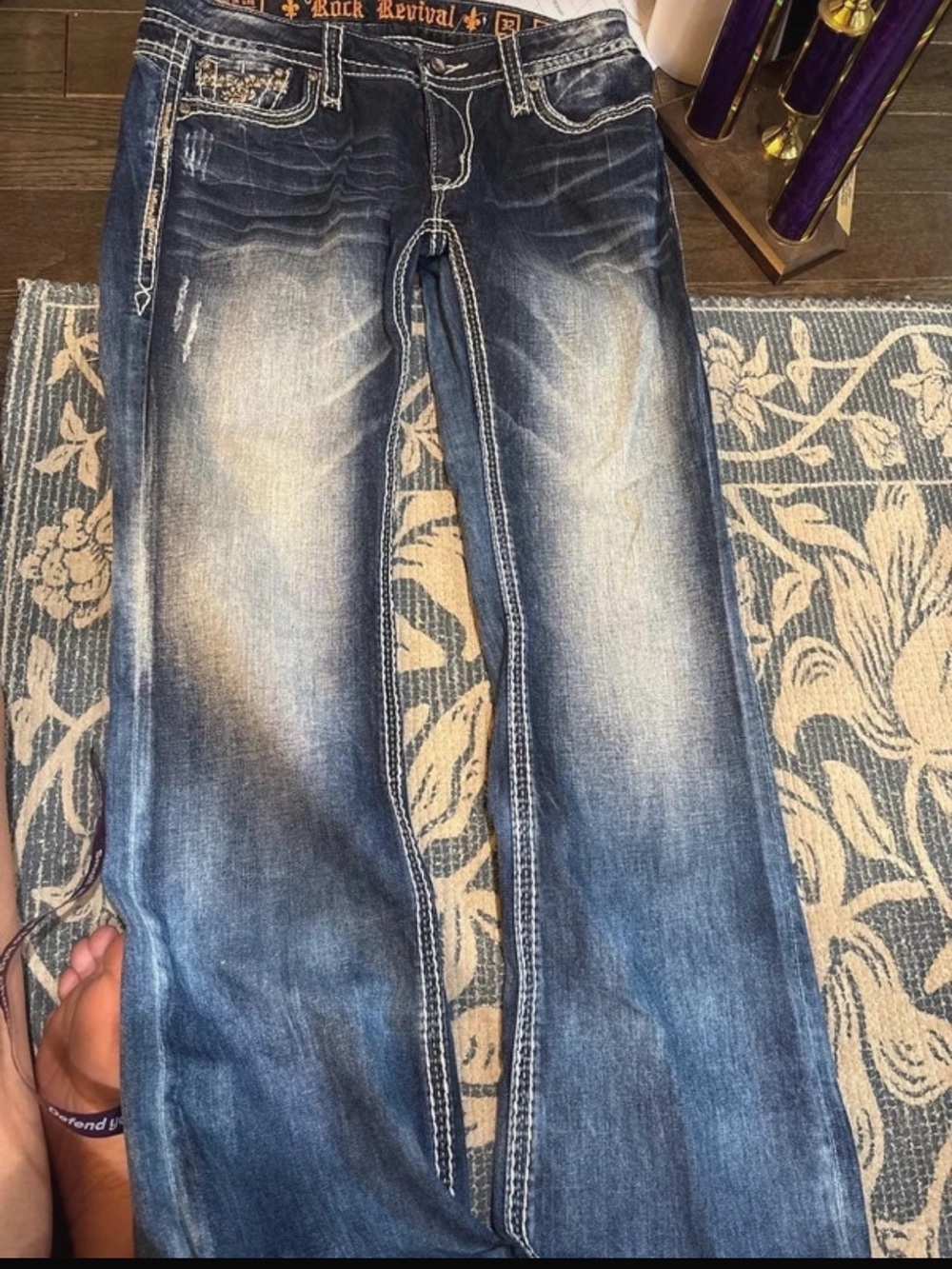 Rock Revival Distressed Blue Bootcut Jeans